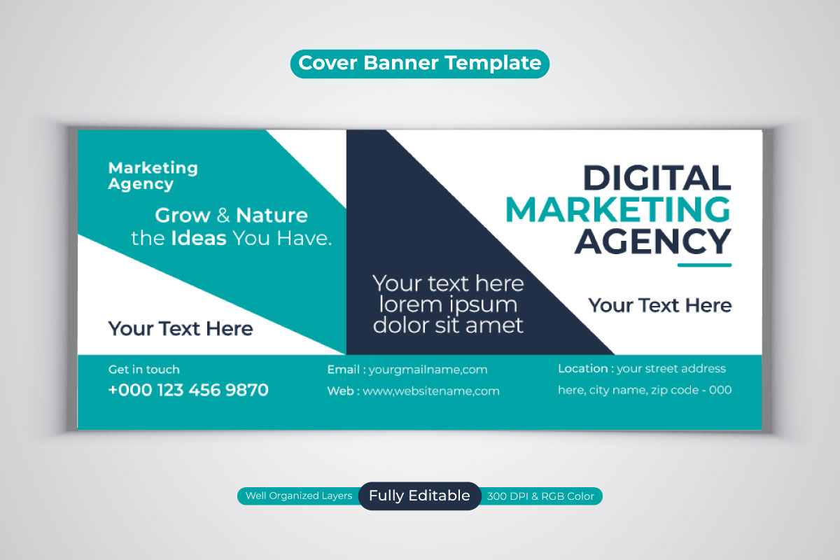 New Digital Marketing Agency Social Media Vector Banner Design For Facebook Cover Template