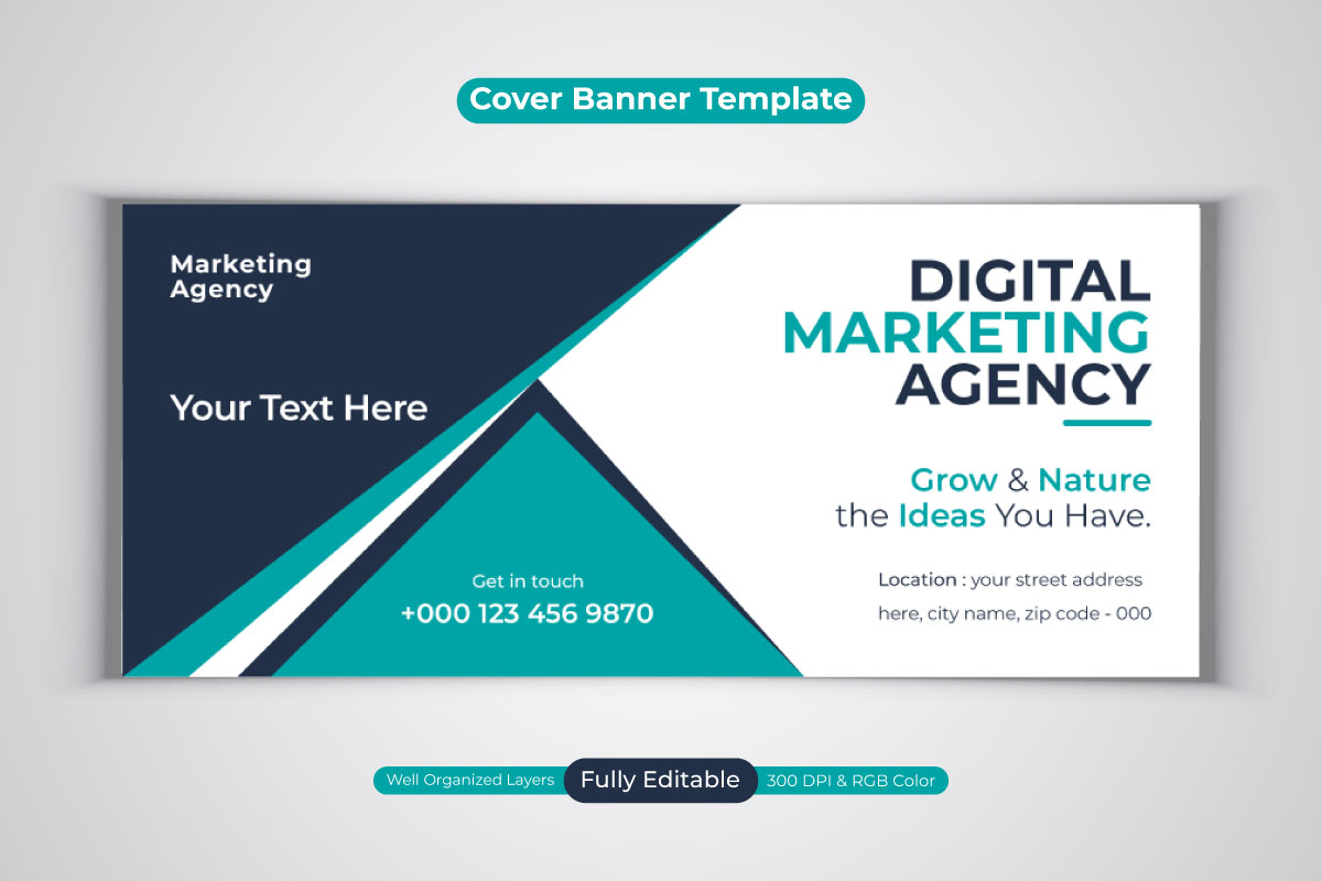 Professional Digital Marketing Agency Social Media Banner For Facebook Cover Design Template