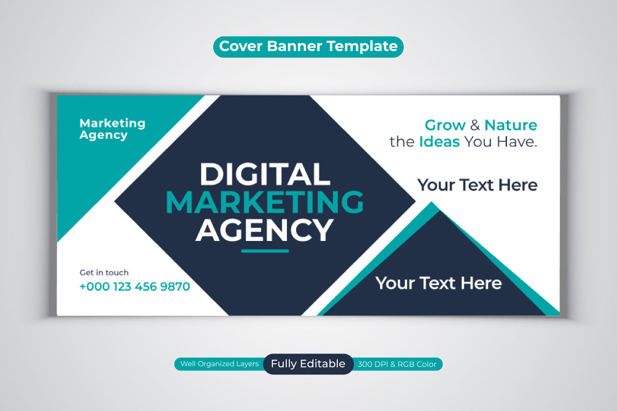 Professional Digital Marketing Agency Social Media Banner For Facebook Cover Template