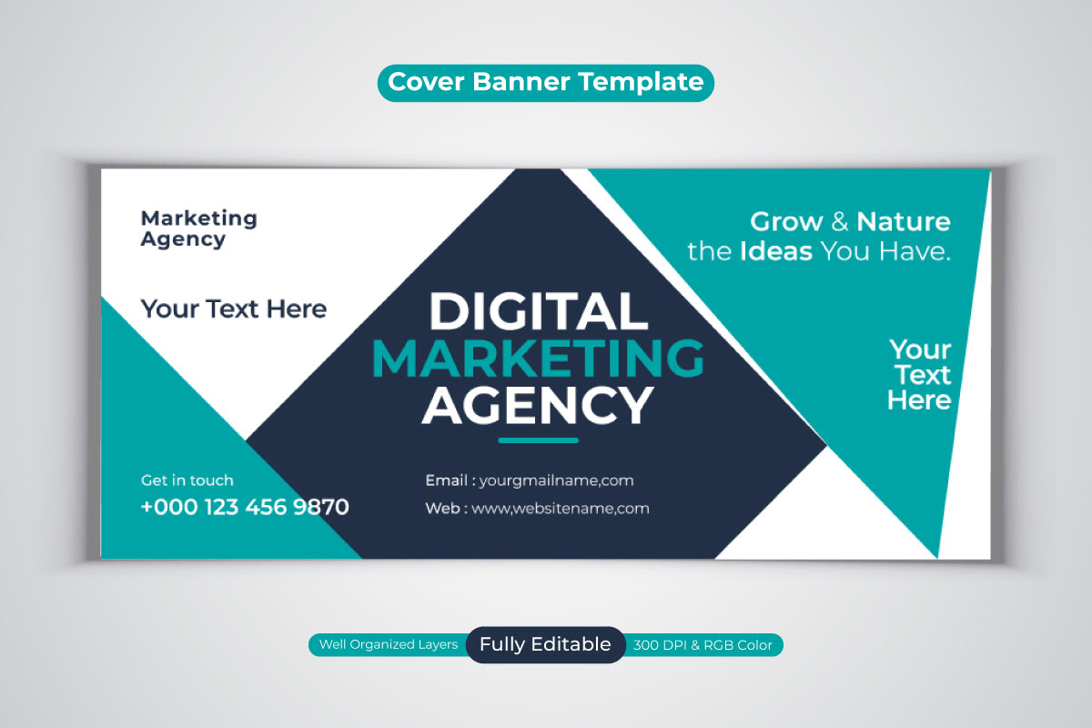 Professional Digital Marketing Agency Social Media Banner Template Design For Facebook Cover