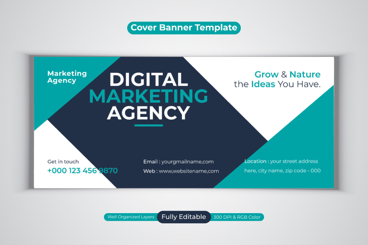 Professional Digital Marketing Agency Social Media Banner Design Template For Facebook Cover