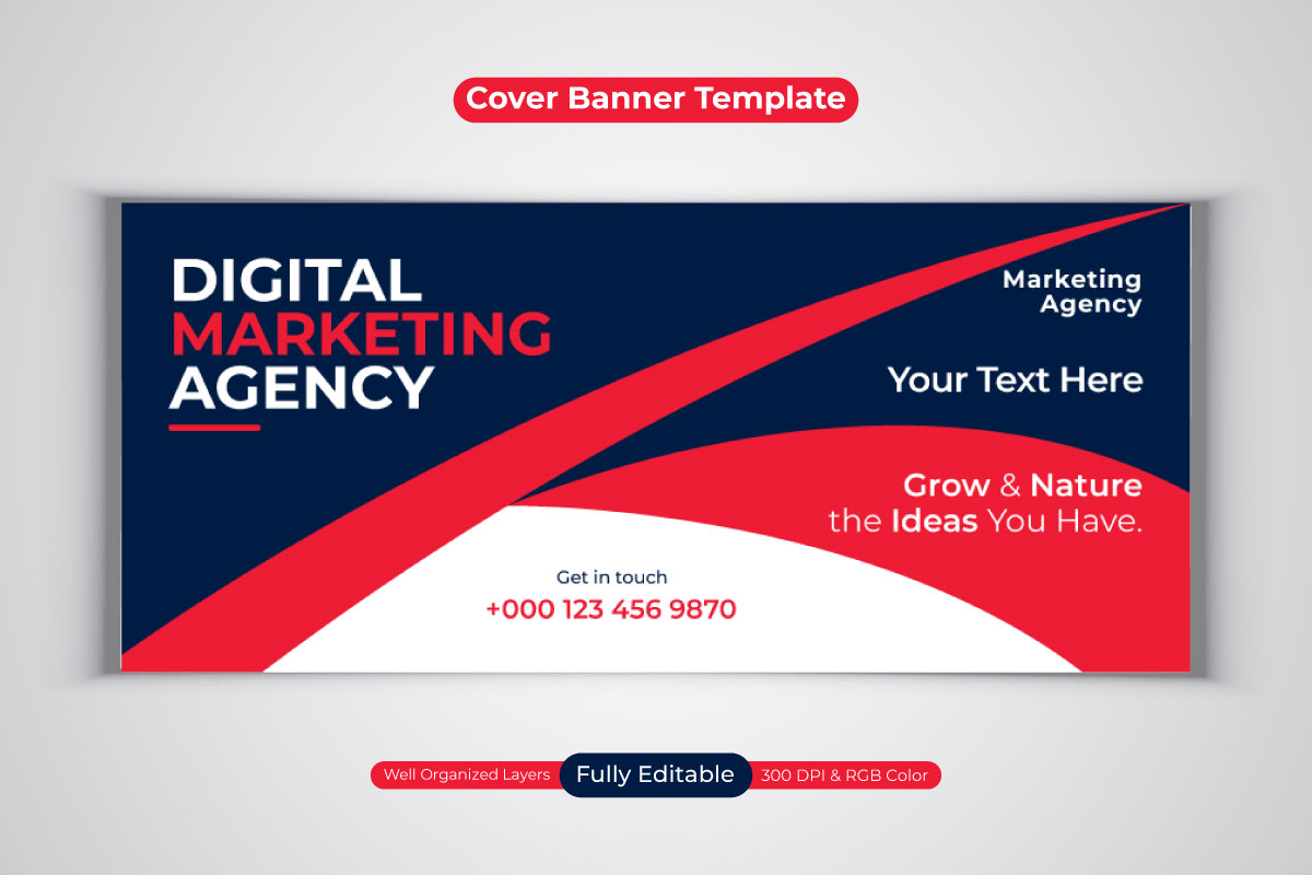 New Professional Digital Marketing Agency Social Media Banner For Facebook Cover Design Template