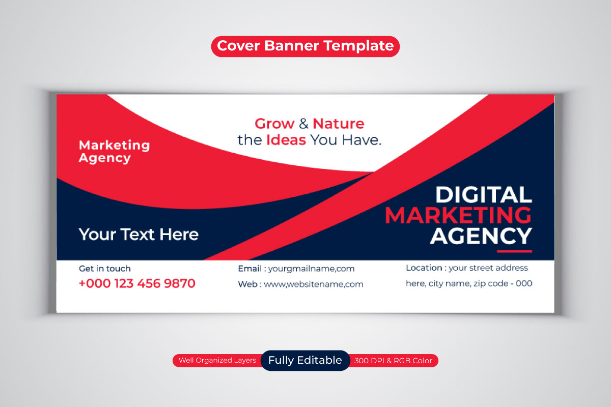 New Professional Digital Marketing Agency Social Media Banner For Facebook Cover Template Design