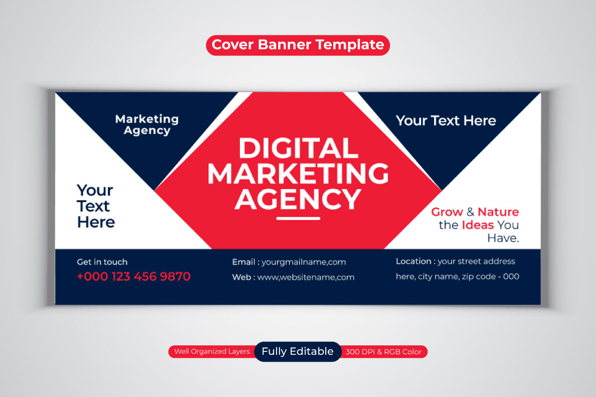 New Professional Digital Marketing Agency Social Media Banner Design Template For Facebook Cover