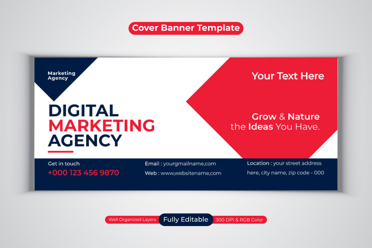New Professional Digital Marketing Agency Social Media Banner Design For Facebook Cover Template