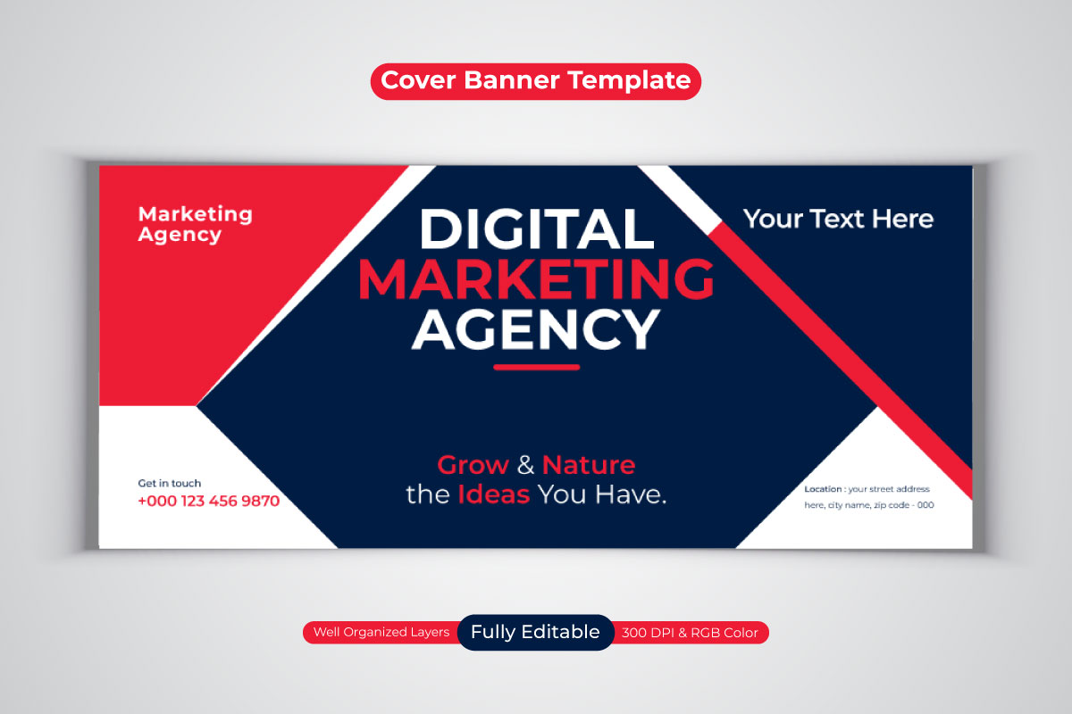 New Professional Digital Marketing Agency Social Media Banner Template For Facebook Cover Design