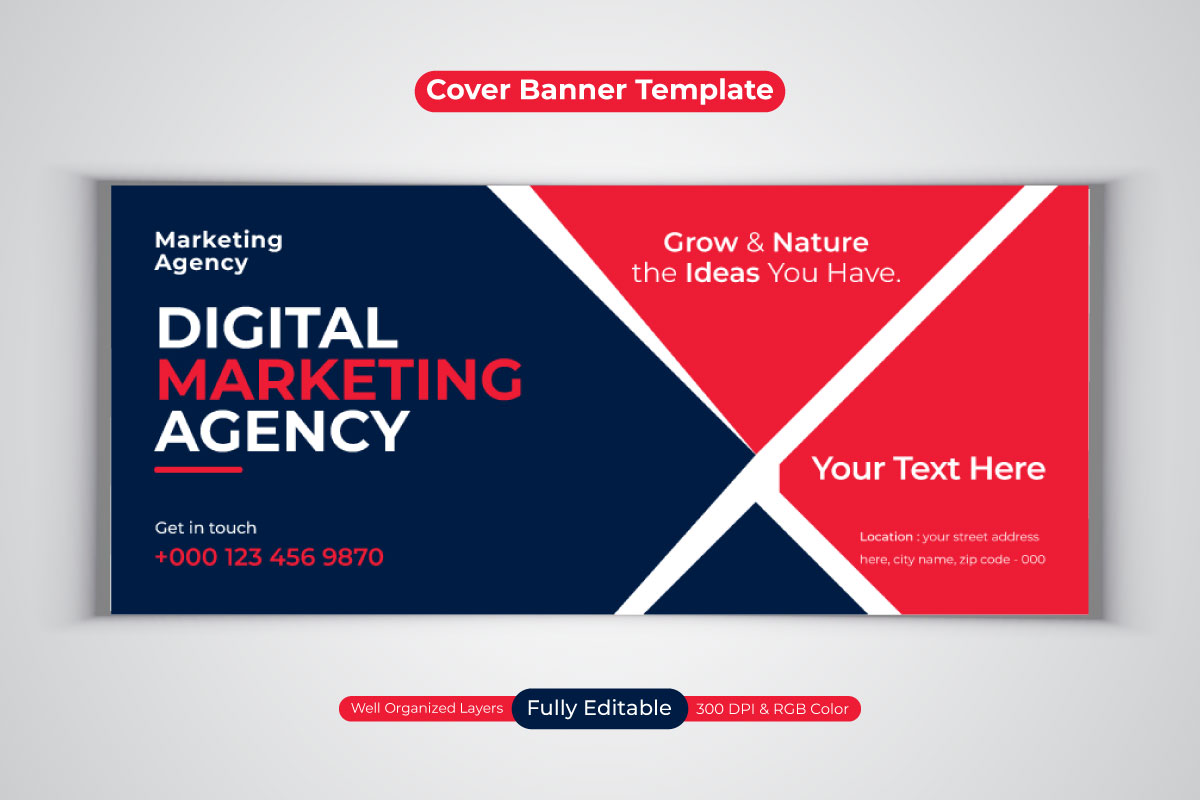 Professional New Digital Marketing Agency Social Media Banner For Facebook Cover Design Template