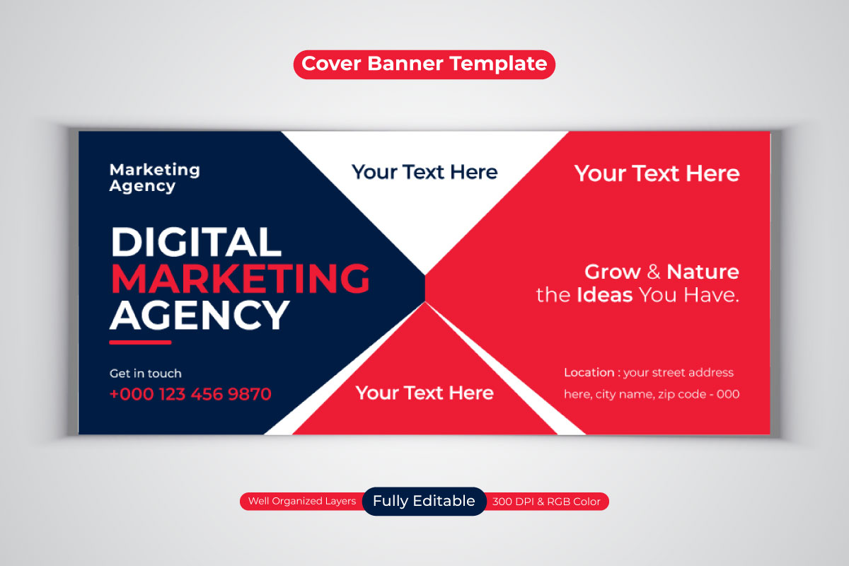 Professional New Digital Marketing Agency Social Media Banner For Facebook Cover Template