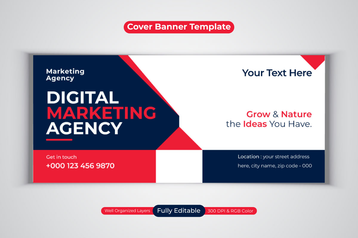 Professional New Digital Marketing Agency Social Media Banner Template For Facebook Cover
