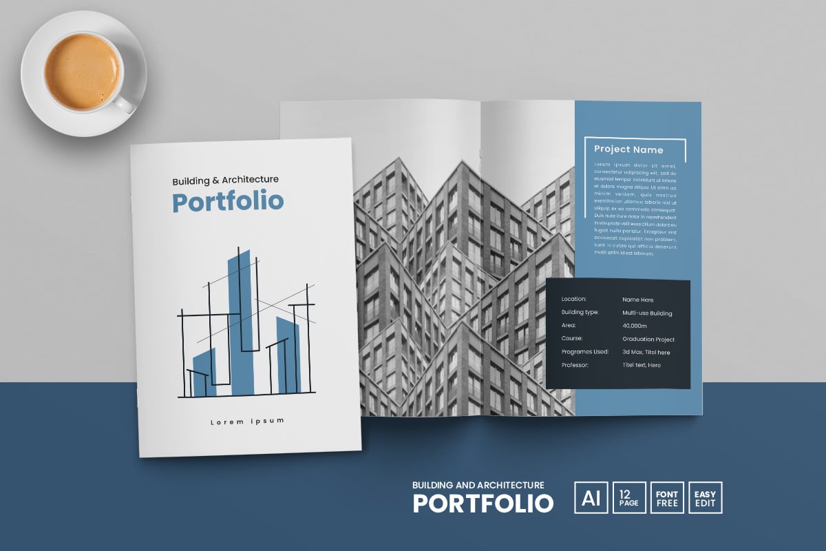 Building and Architecture Portfolio Template and Minimal Portfolio Brochure Layout