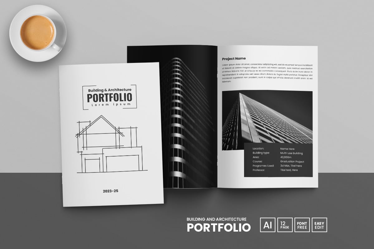 Minimal Architecture portfolio template and brochure layout