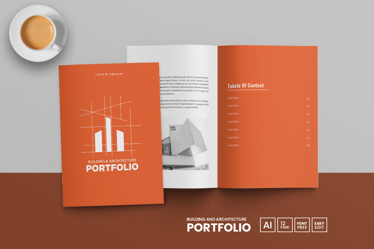 Minimal architecture portfolio template design and Interior design portfolio or real estate brochure
