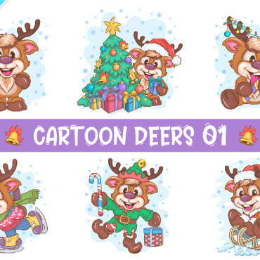 Christmas Deers Vectors Templates 309814