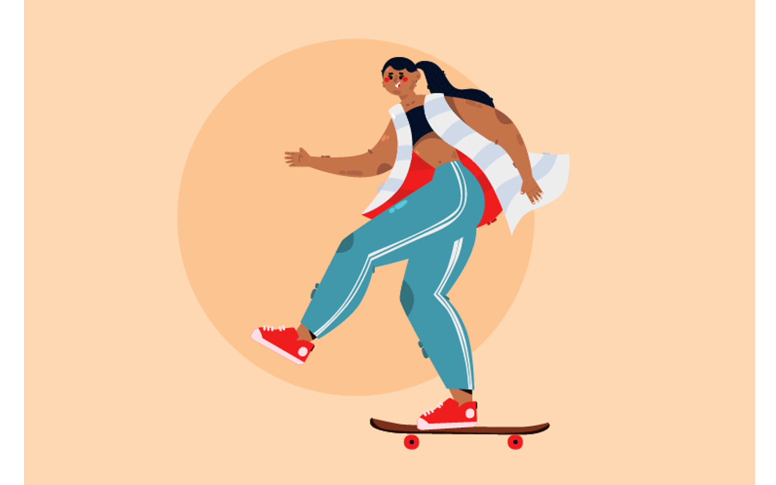 Teenager Cool Girl with Skateboard Illustration