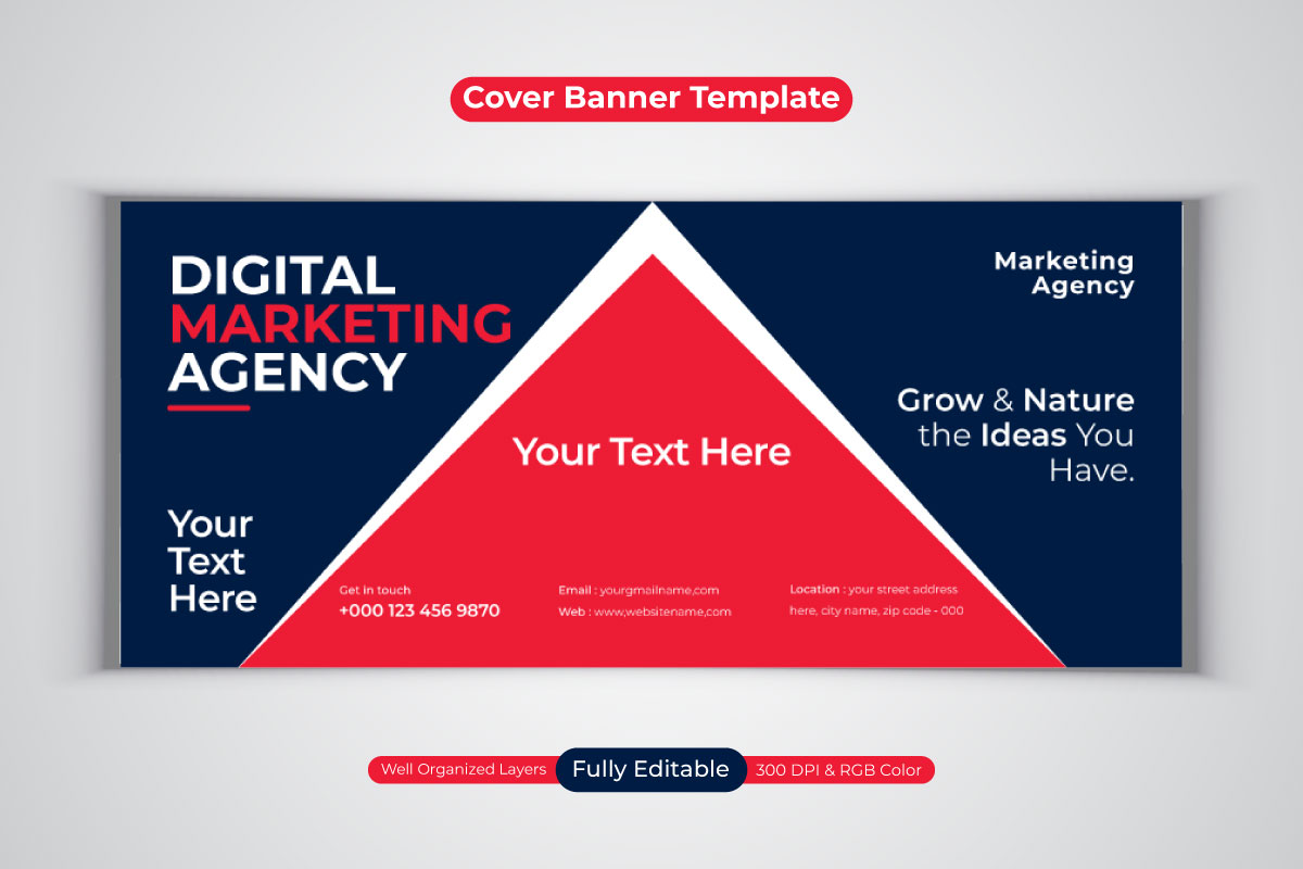 Professional New Digital Marketing Agency Social Media Banner Design For Facebook Cover Template