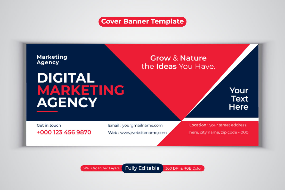 Professional Digital Marketing Agency Business Banner For Facebook Cover Design