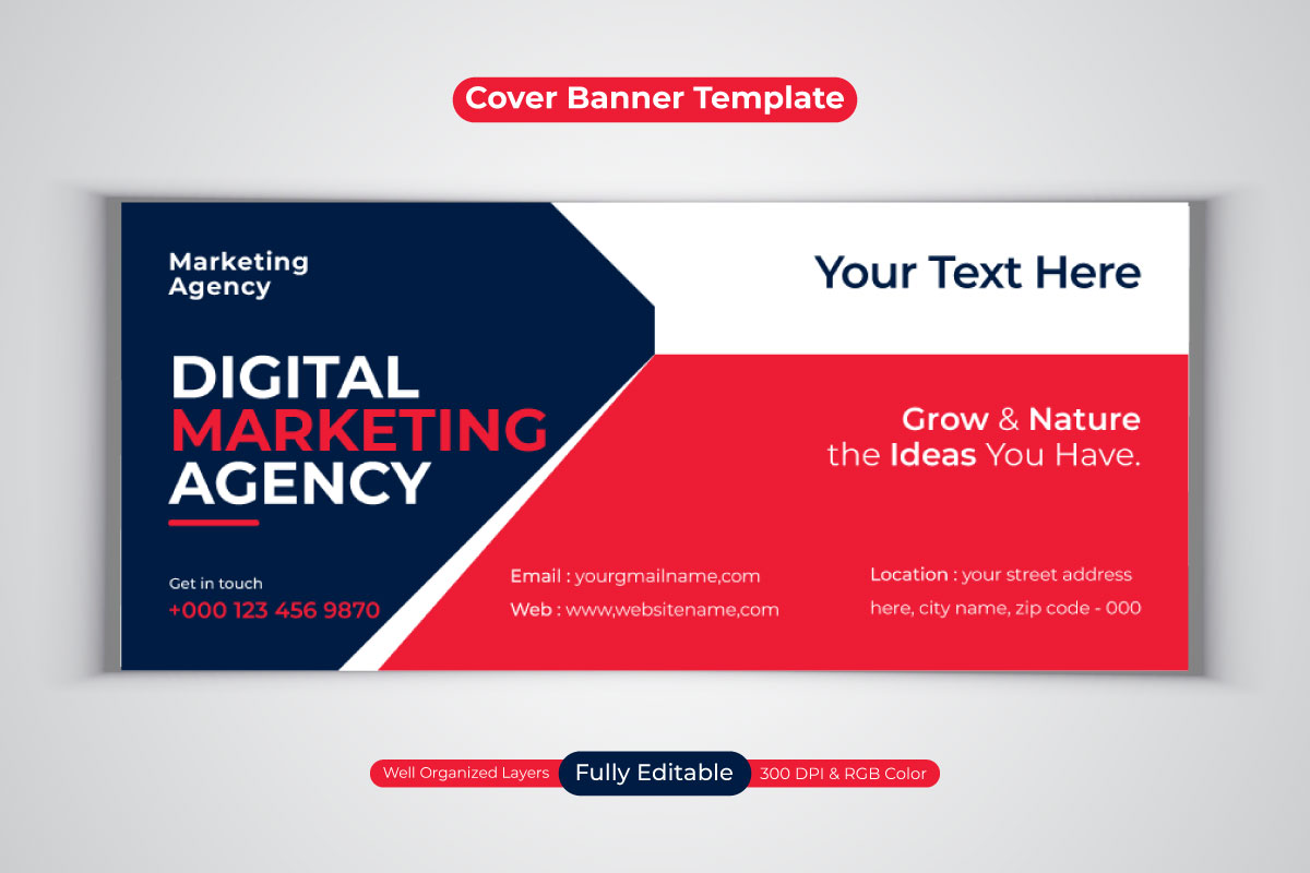 Professional Digital Marketing Agency Business Banner Template Design For Facebook Cover