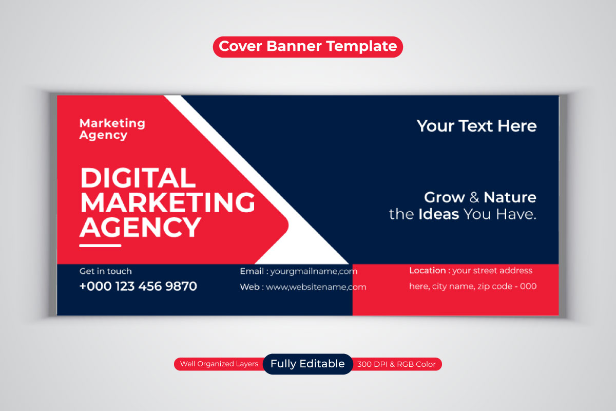 Professional Digital Marketing Agency Business Banner Template For Facebook Cover Design