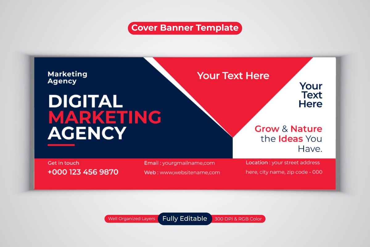 Professional Digital Marketing Agency Business Banner For Facebook Cover Template Design