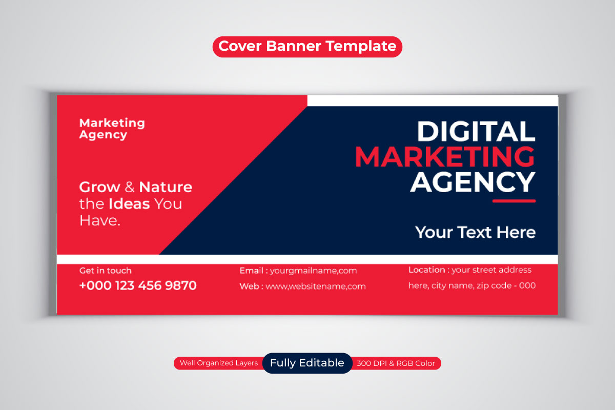 Professional Digital Marketing Agency Business Banner For Facebook Cover Template