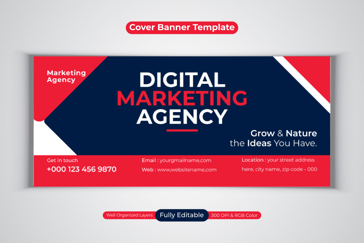 New Professional Digital Marketing Agency Business Banner For Facebook Cover Template