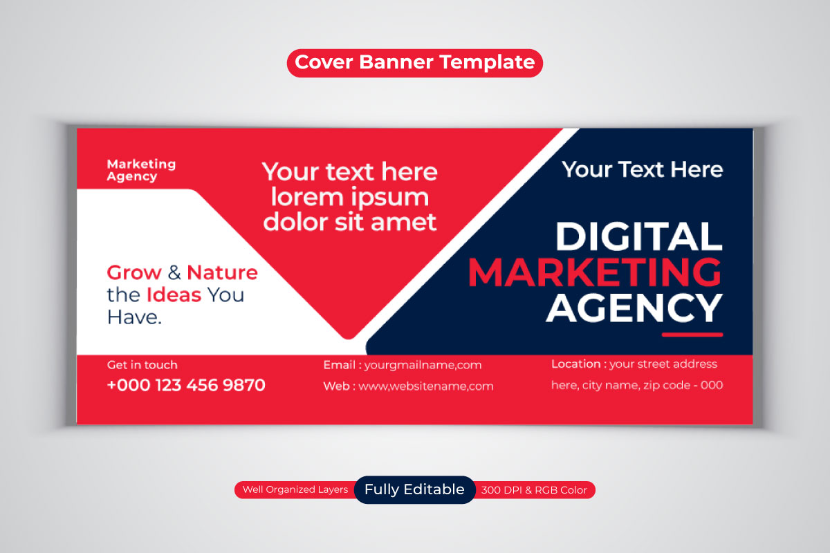 New Professional Digital Marketing Agency Business Banner For Facebook Cover Design