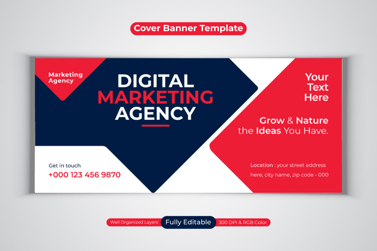 New Professional Digital Marketing Agency Business Banner Design For Facebook Cover