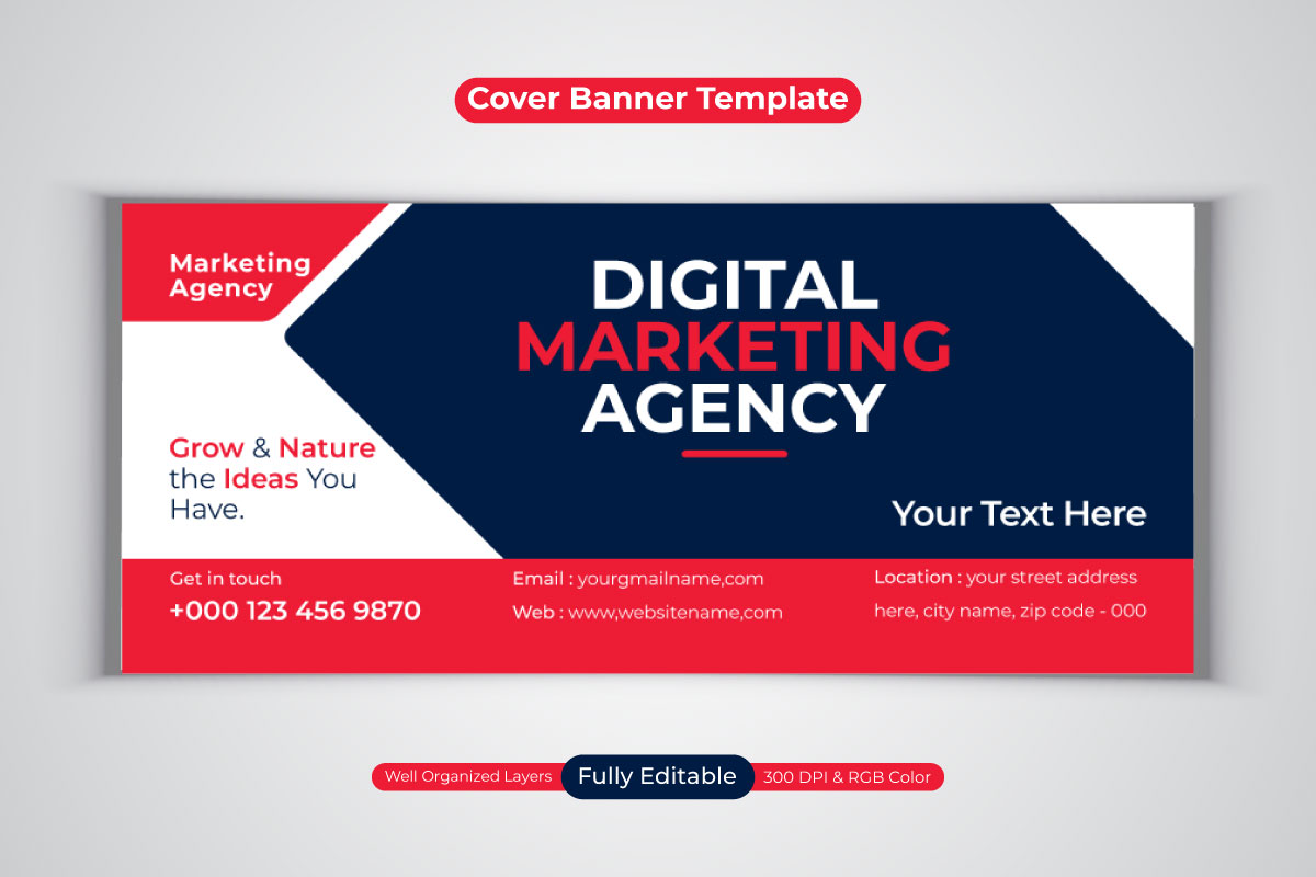 New Professional Digital Marketing Agency Business Banner Template For Facebook Cover