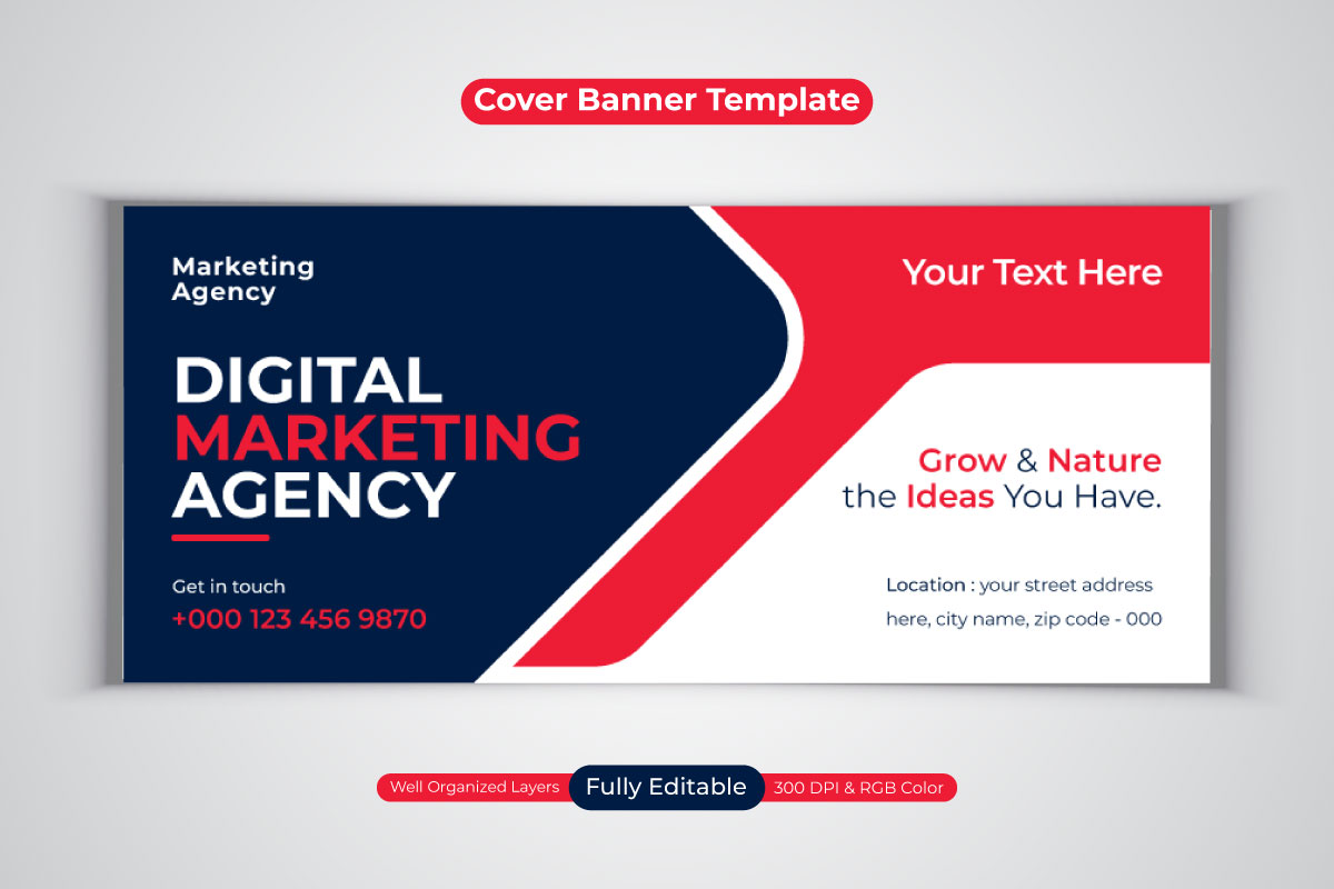 New Professional Digital Marketing Agency Business Banner Design Template For Facebook Cover