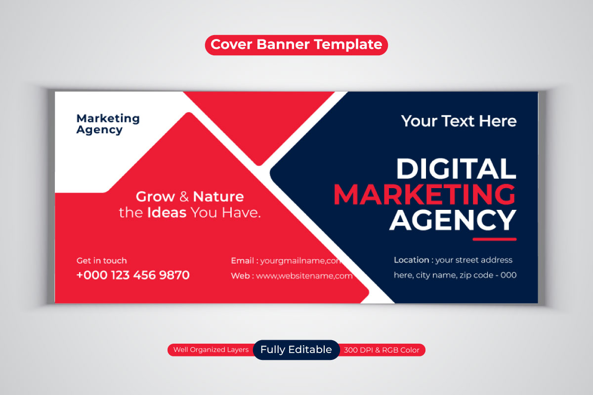 New Professional Digital Marketing Agency Business Banner Template For Facebook Cover Design