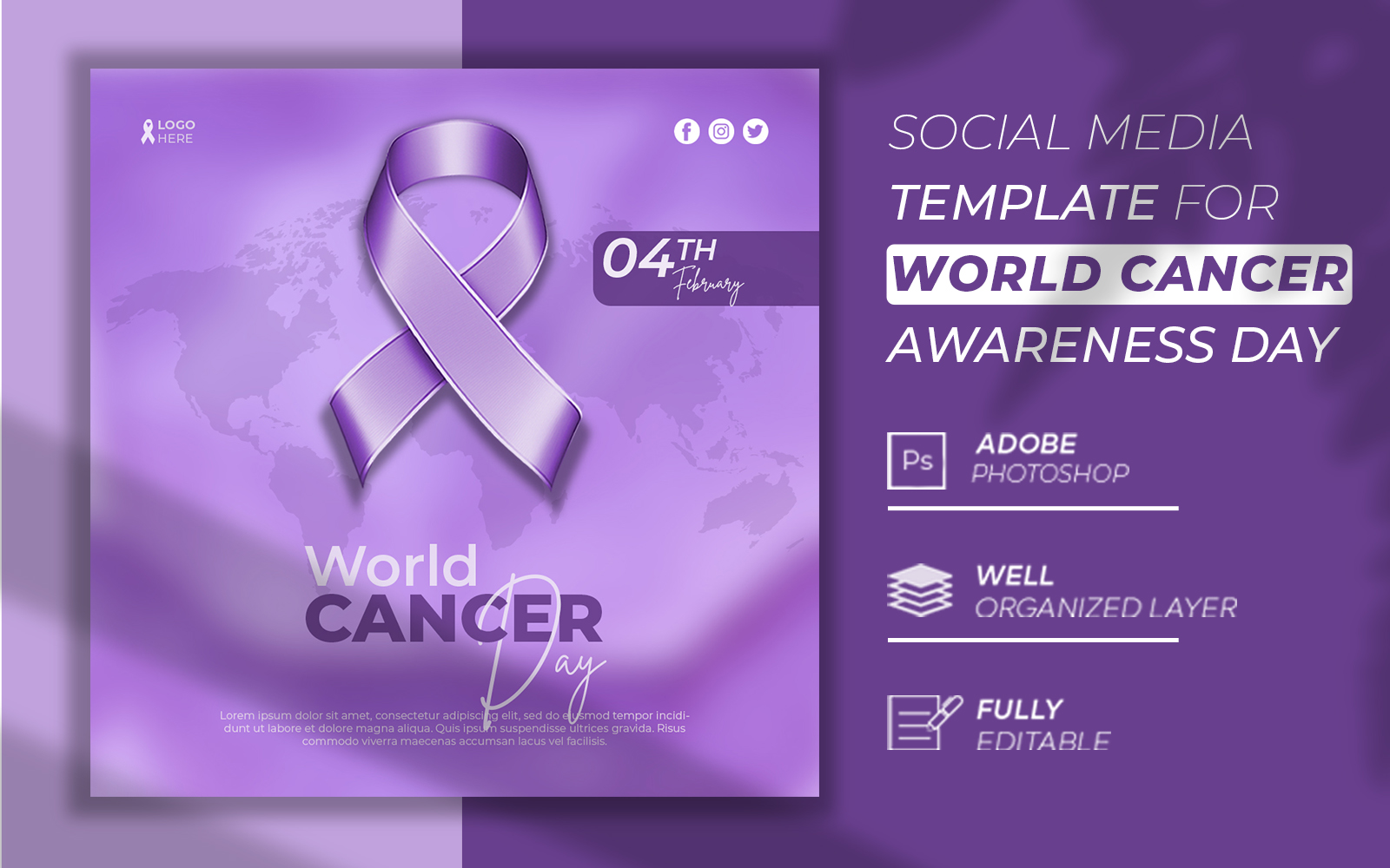 World Cancer Day Creative 3d Social Media Post