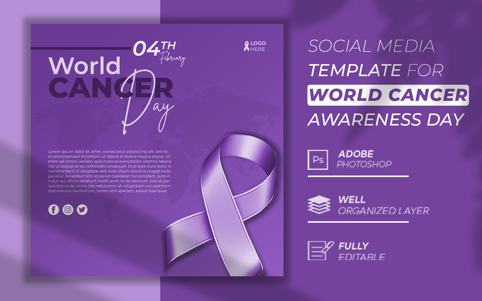World Cancer Day 3d Simple and Elegant Social Media Post
