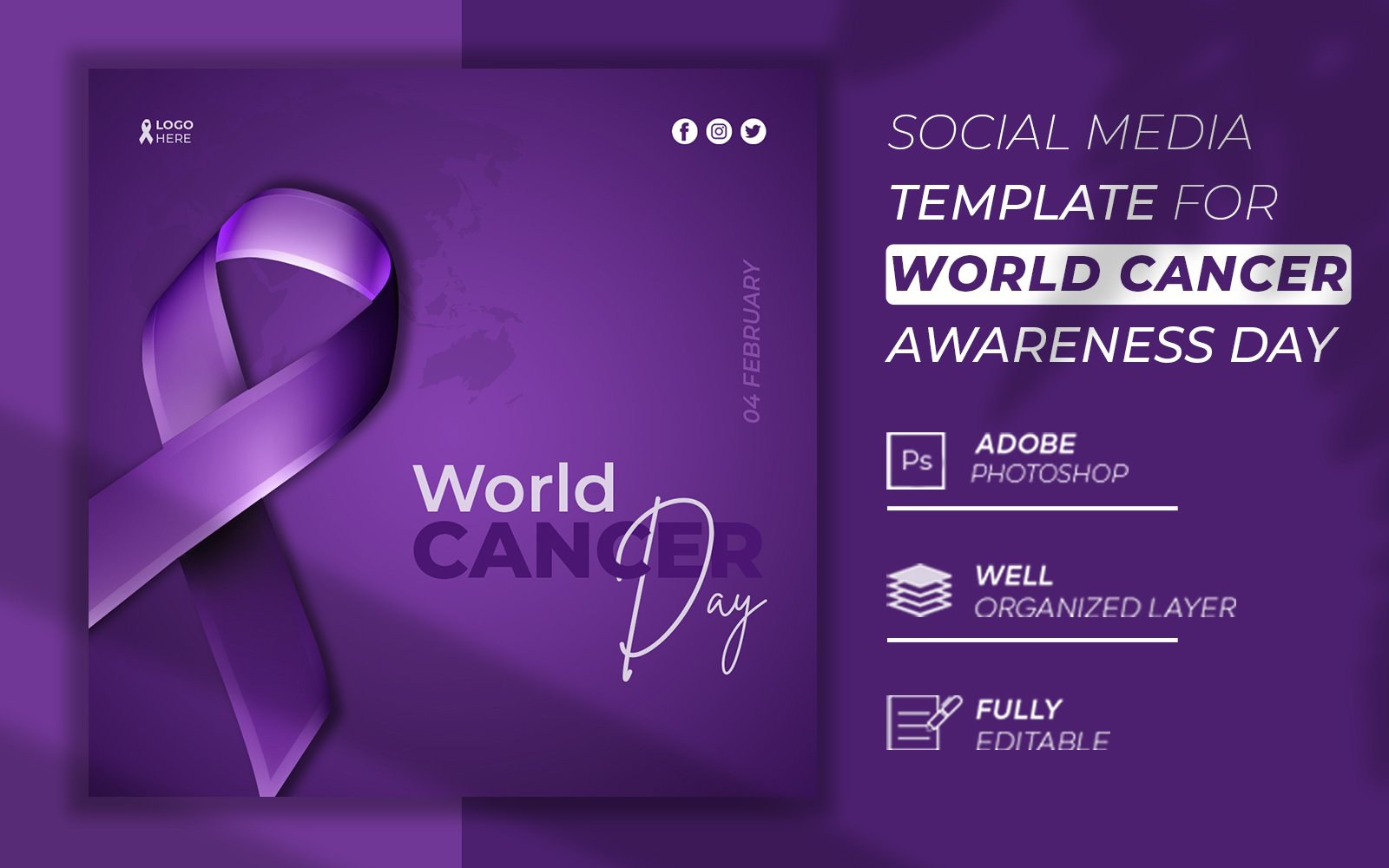 World Cancer Day Creative 3d Social Media Post Template