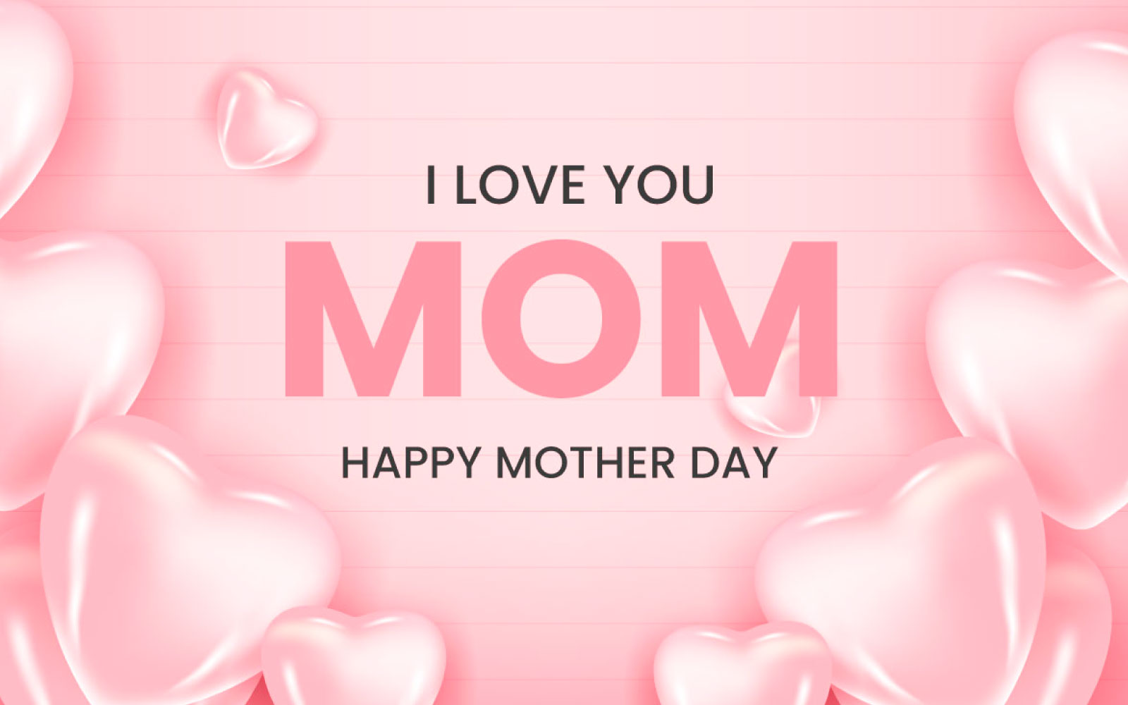 Mothers day  greeting card  design  with pink  balloon  idea