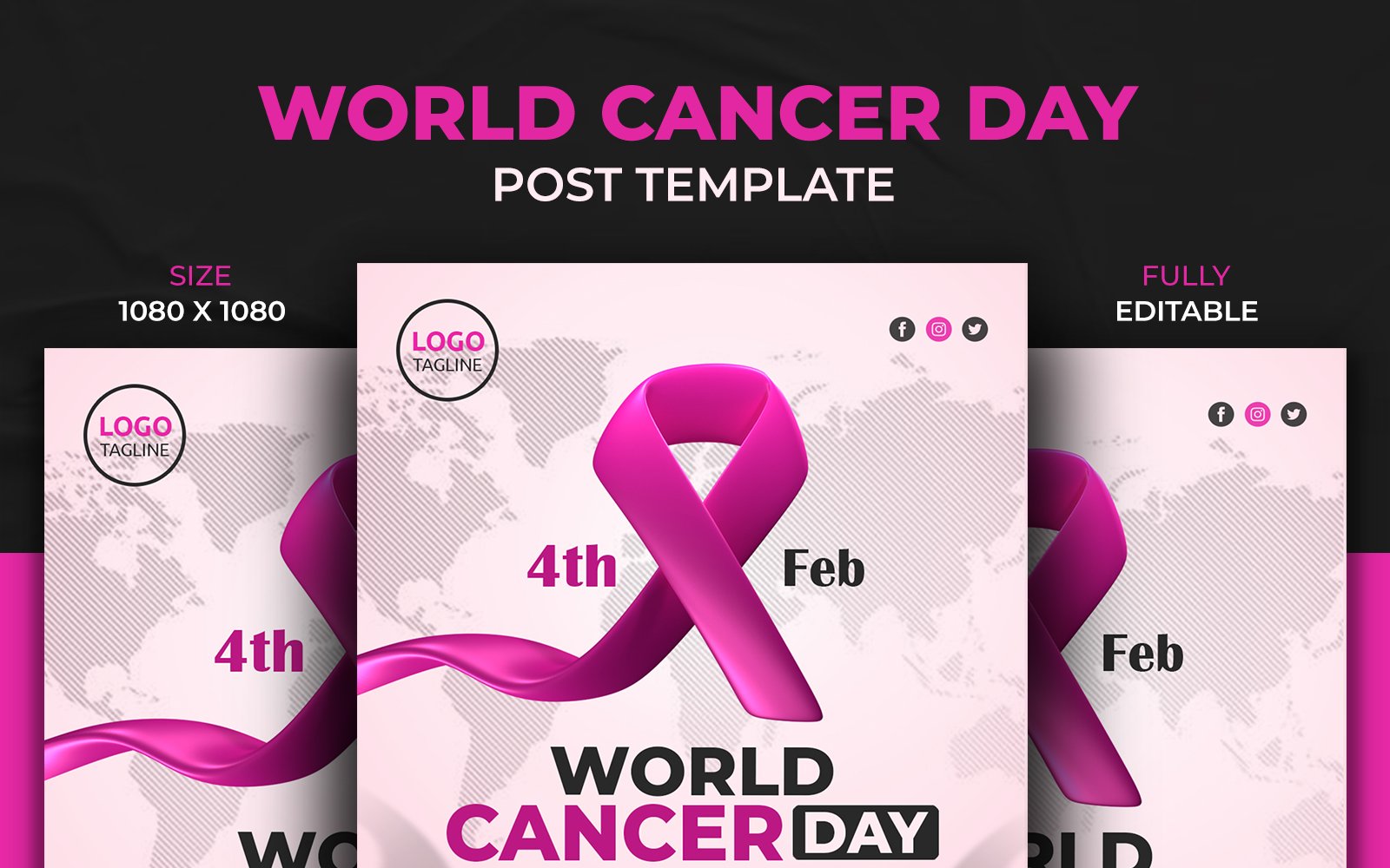 World Cancer Day Creative With 3D Social Media Post Design