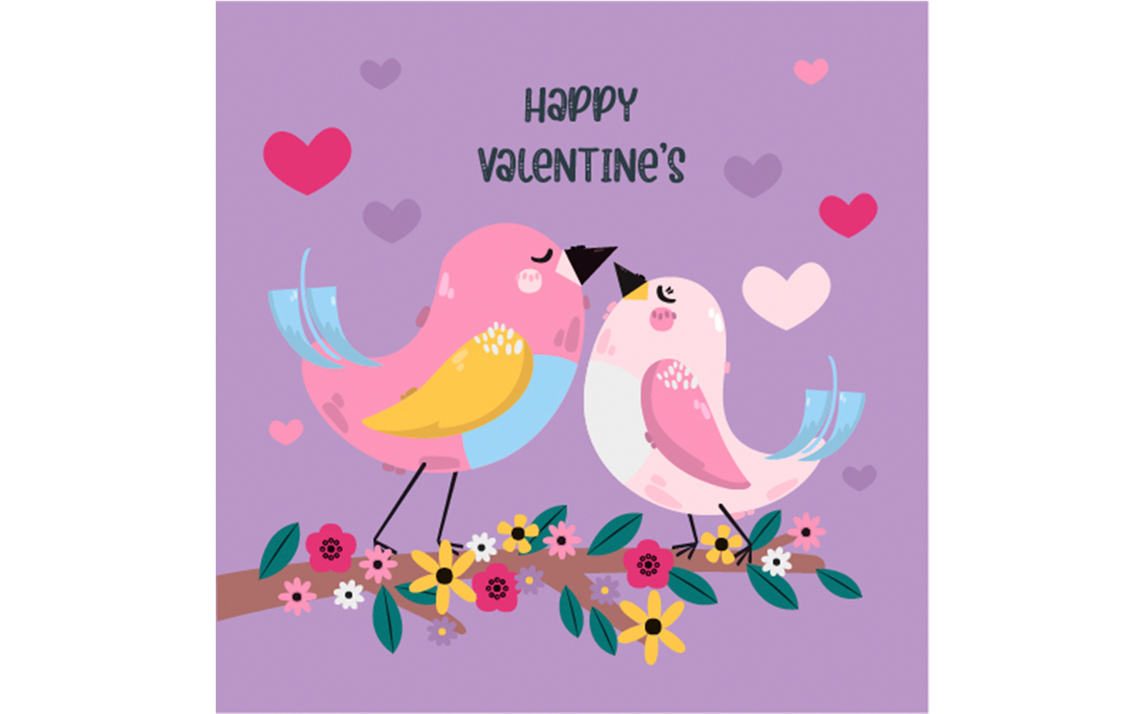 Hand Drawn Happy Valentine's Animal Couple Illustration