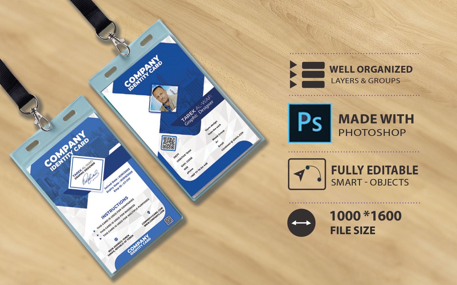 ID Card template - For Companies And Businesses - Blue