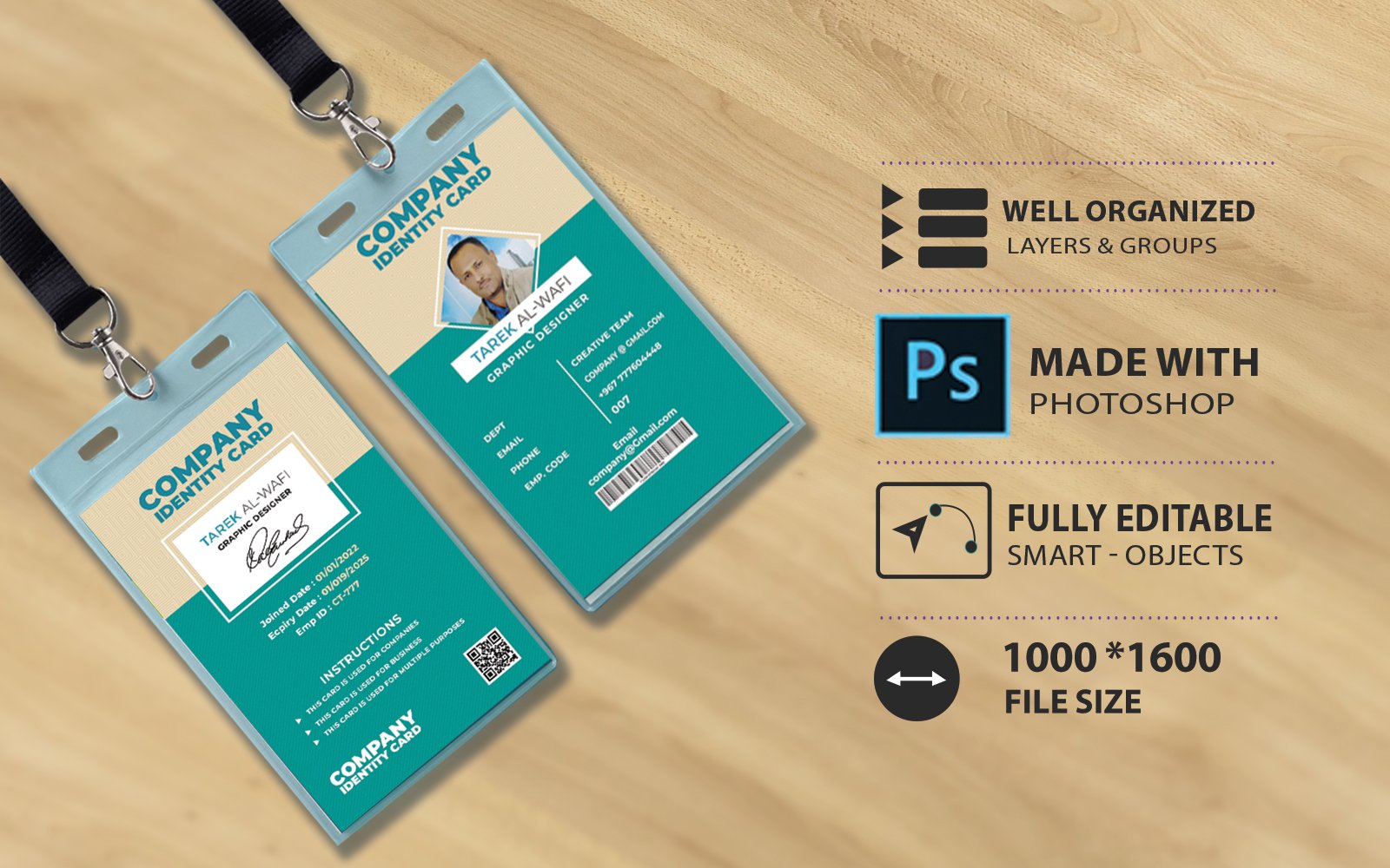 Corporate Identity Card Template Design -Turquoise