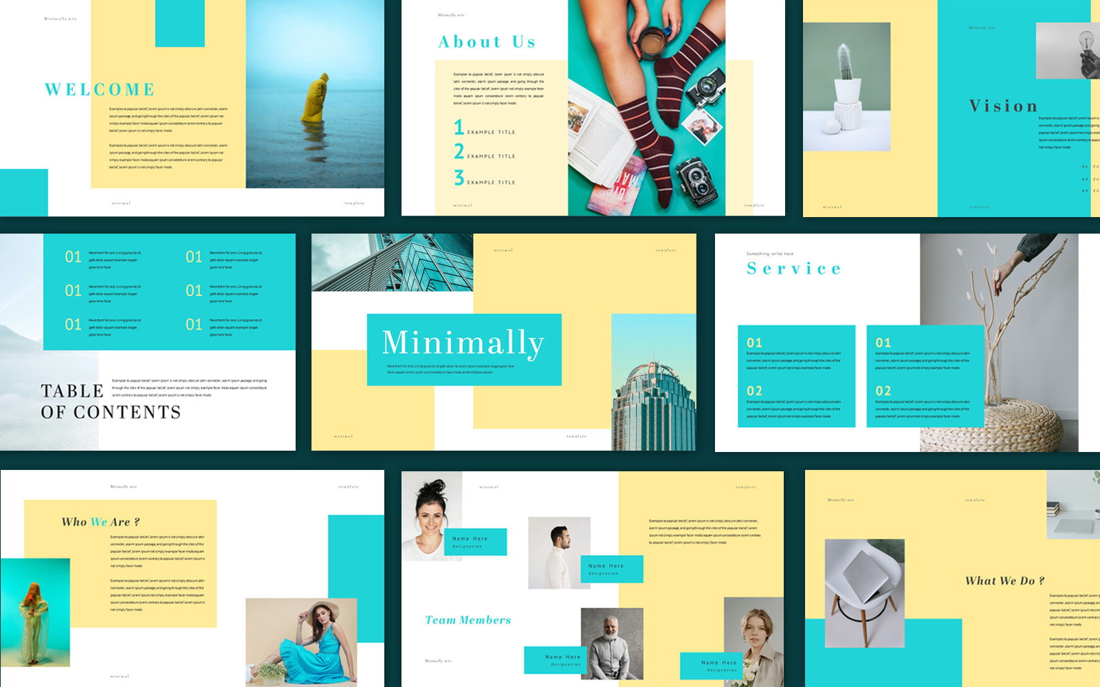 Minimal Presentation Template in Teal and Yellow color