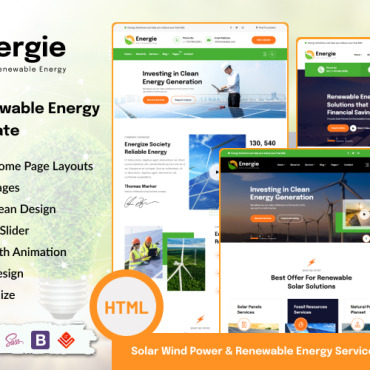 Energy Solar Responsive Website Templates 310704