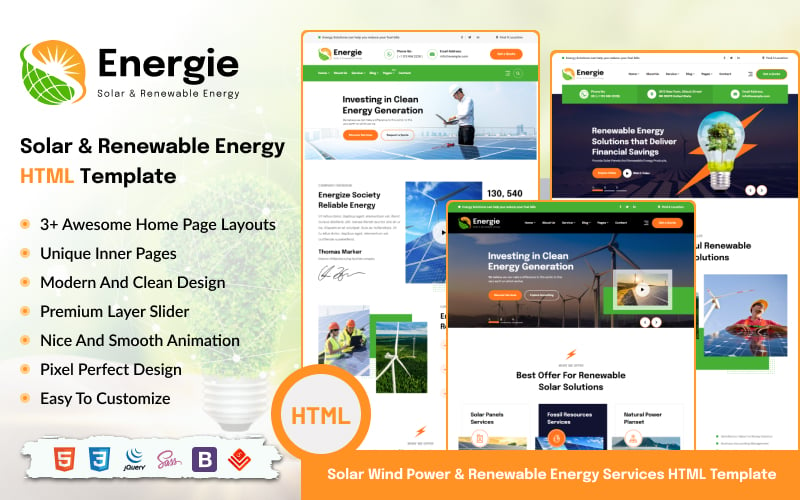 Energie - Solar and Renewable Energy HTML Template