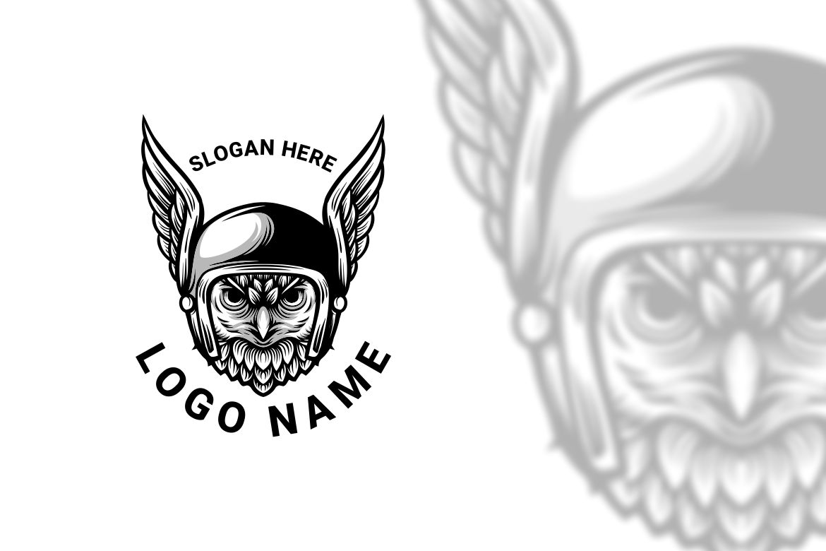 Monochrome Owl Rider Graphic Logo Design