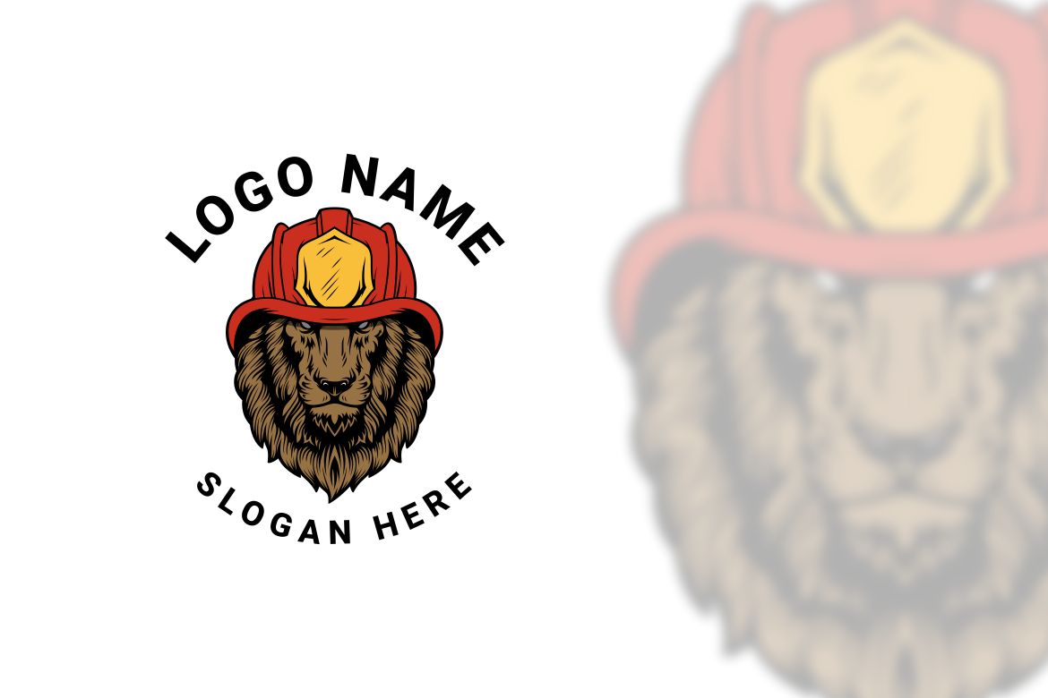 Lion Firefighter Graphic Logo Design