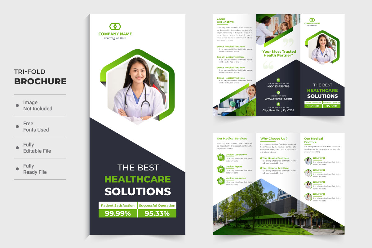 Medical tri fold brochure template