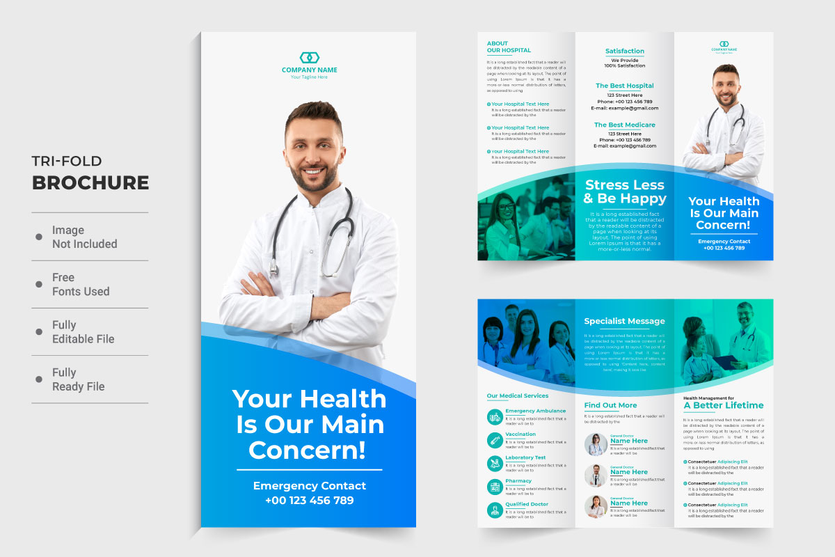 Healthcare center tri fold brochure