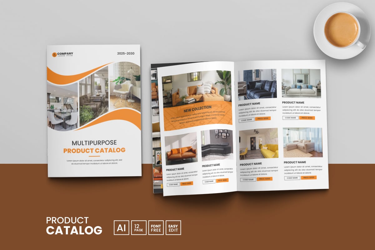 Product catalog design template and Minimal business brochure catalogue layout