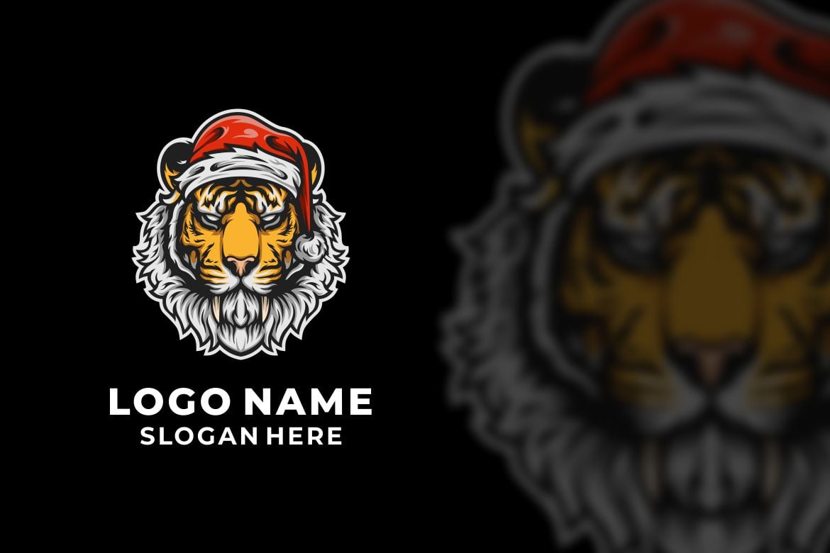 Santa Tiger Graphic Logo Design
