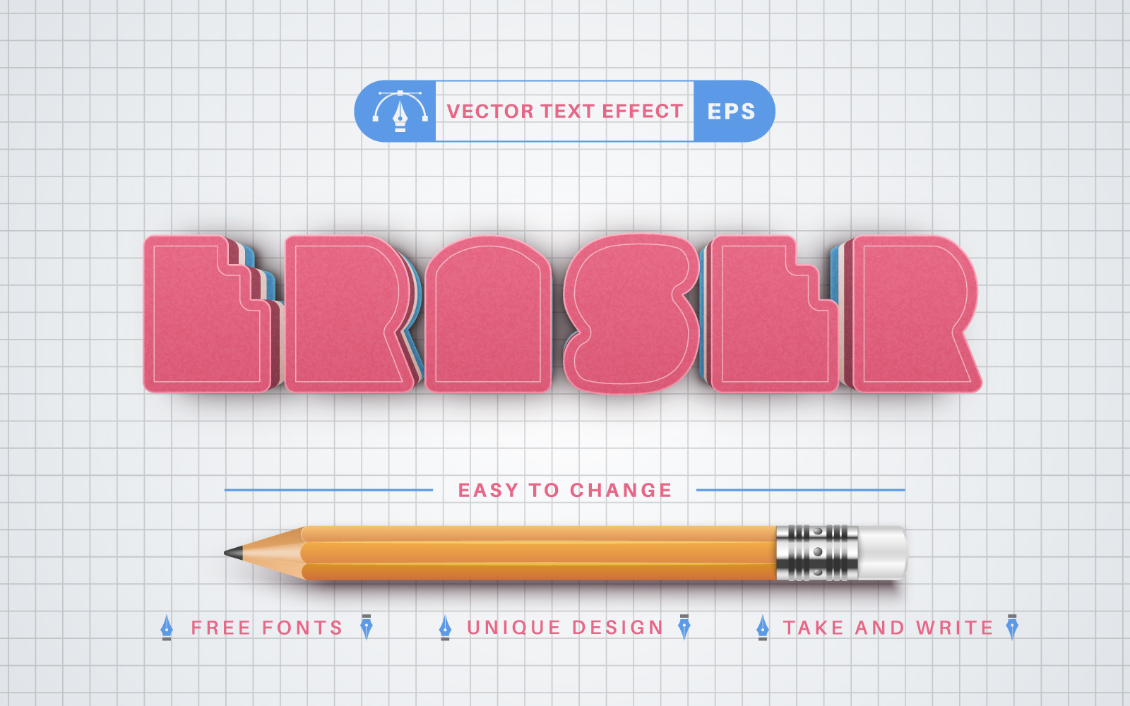 Eraser - Editable Text Effect, Font Style
