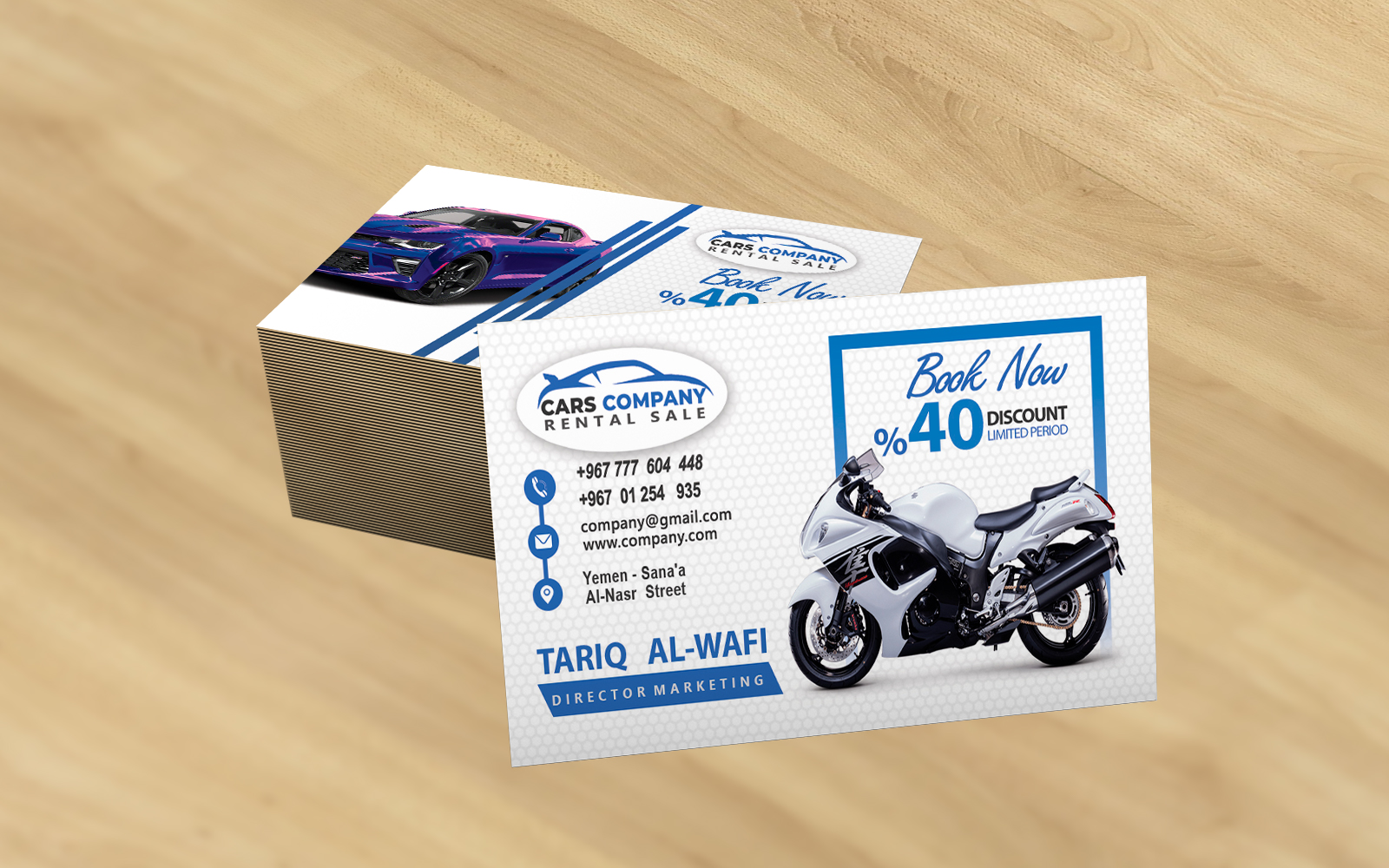 Auto Repair Business Card Template - Blue