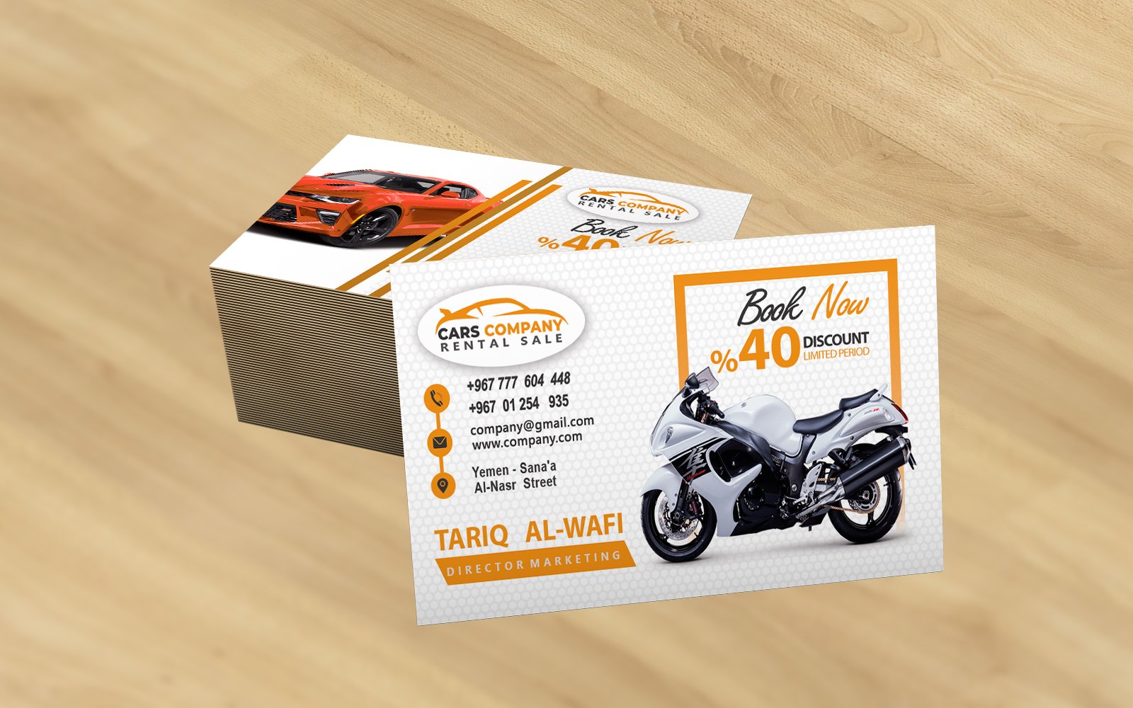 Auto Repair Business Card Template - Orange
